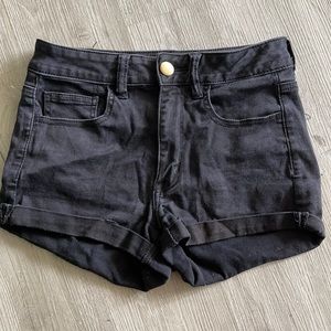 High rise black American eagle jean shorts